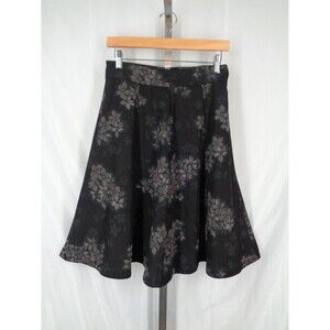 Ann Taylor Floral Crocus Black Gray Flare Skirt Size 2 New